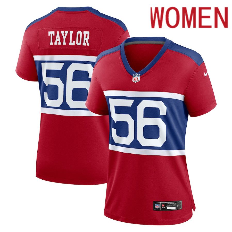 Women New York Giants #56 Lawrence Taylor Nike Century Red Alternate Retired Player Game NFL Jersey->women nfl jersey->Women Jersey